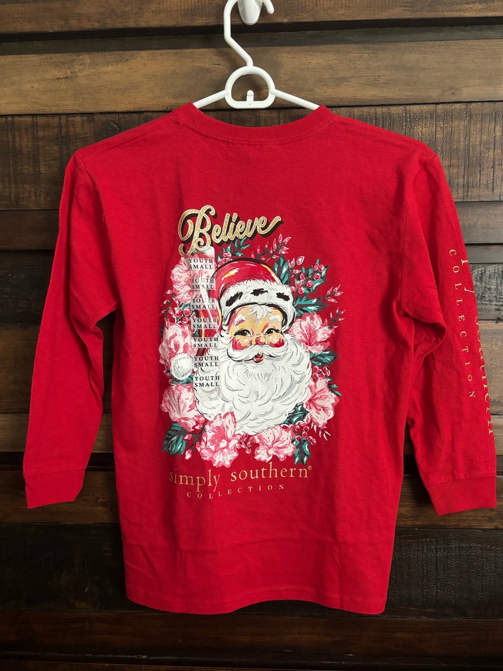 ✨NWT Youth Simply Southern “Believe” Santa Shirt✨